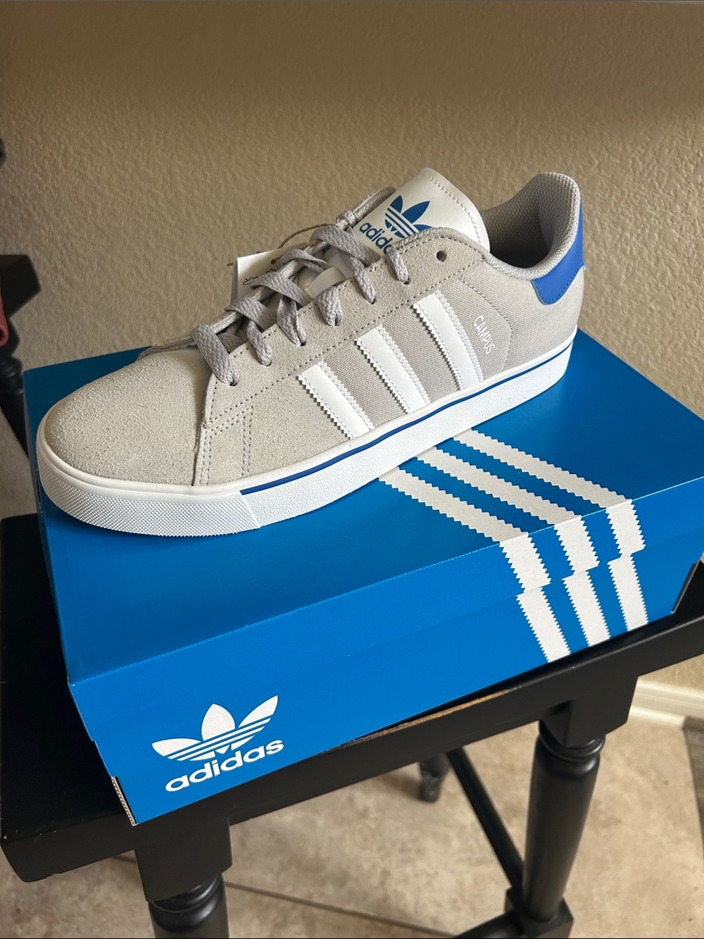 adidas Campus Suede Sneakers - Light Gray & Blue